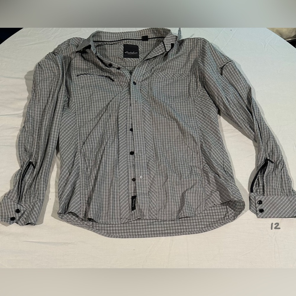 Gray plaid button up shirt | Civil Society We the People | Large